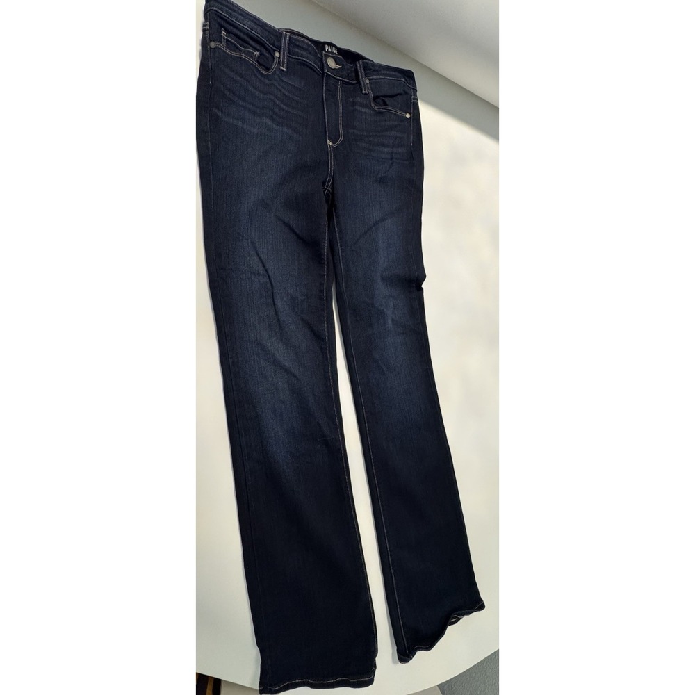 Paige High Rise Manhattan Bootcut Jeans USA Dark Wash 32x34 Tall